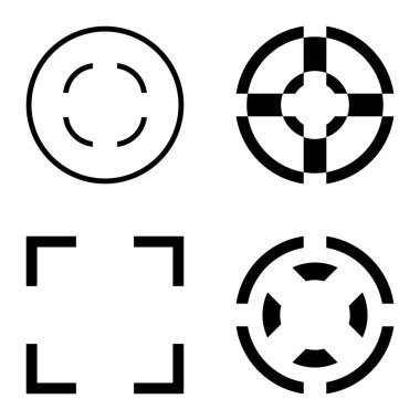 Crosshairs2 Düz Simge Seti Beyaz Arkaplanda İzole Edildi