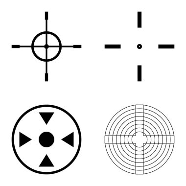Crosshairs2 Düz Simge Seti Beyaz Arkaplanda İzole Edildi