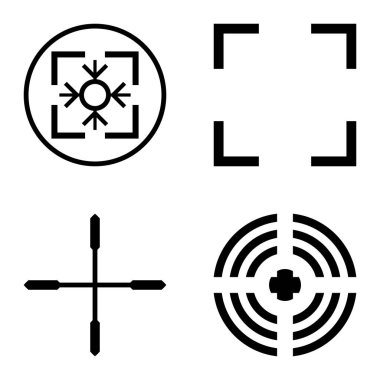 Crosshairs2 Düz Simge Seti Beyaz Arkaplanda İzole Edildi