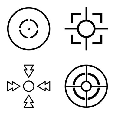 Crosshairs2 Düz Simge Seti Beyaz Arkaplanda İzole Edildi