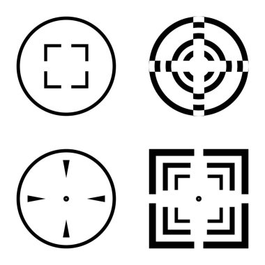 Crosshairs2 Düz Simge Seti Beyaz Arkaplanda İzole Edildi