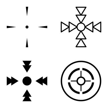 Crosshairs2 Düz Simge Seti Beyaz Arkaplanda İzole Edildi