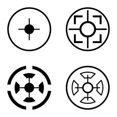 Crosshairs2 Düz Simge Seti Beyaz Arkaplanda İzole Edildi