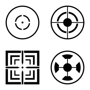 Crosshairs2 Düz Simge Seti Beyaz Arkaplanda İzole Edildi