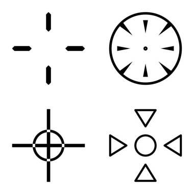 Crosshairs2 Düz Simge Seti Beyaz Arkaplanda İzole Edildi