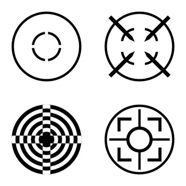 Crosshairs2 Düz Simge Seti Beyaz Arkaplanda İzole Edildi