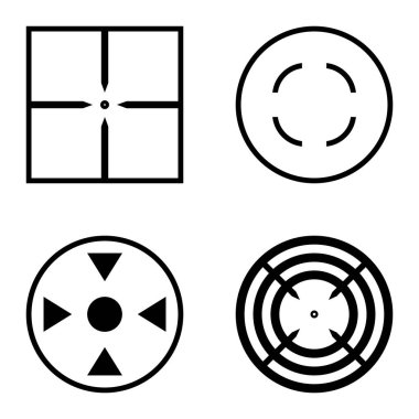 Crosshairs2 Düz Simge Seti Beyaz Arkaplanda İzole Edildi