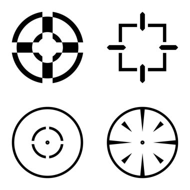 Crosshairs2 Düz Simge Seti Beyaz Arkaplanda İzole Edildi