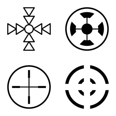 Crosshairs2 Düz Simge Seti Beyaz Arkaplanda İzole Edildi