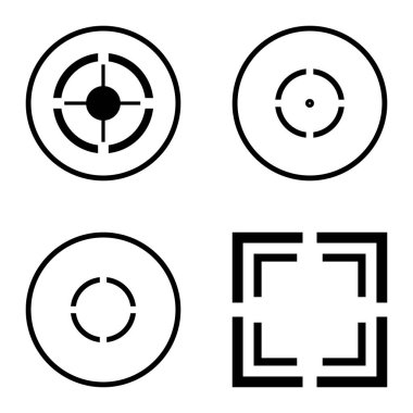 Crosshairs2 Düz Simge Seti Beyaz Arkaplanda İzole Edildi