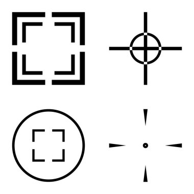 Crosshairs2 Düz Simge Seti Beyaz Arkaplanda İzole Edildi