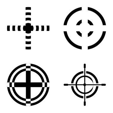 Crosshairs2 Düz Simge Seti Beyaz Arkaplanda İzole Edildi