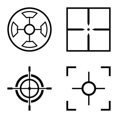 Crosshairs2 Düz Simge Seti Beyaz Arkaplanda İzole Edildi