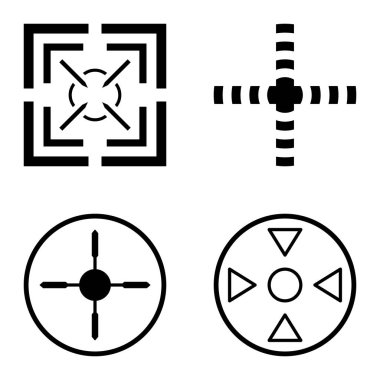 Crosshairs2 Düz Simge Seti Beyaz Arkaplanda İzole Edildi