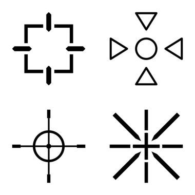 Crosshairs2 Düz Simge Seti Beyaz Arkaplanda İzole Edildi