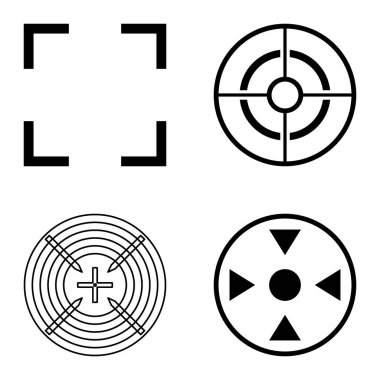 Crosshairs2 Düz Simge Seti Beyaz Arkaplanda İzole Edildi