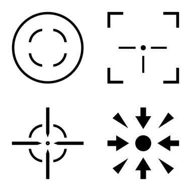Crosshairs2 Düz Simge Seti Beyaz Arkaplanda İzole Edildi