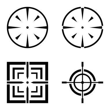 Crosshairs2 Düz Simge Seti Beyaz Arkaplanda İzole Edildi