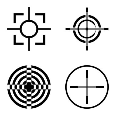 Crosshairs2 Düz Simge Seti Beyaz Arkaplanda İzole Edildi