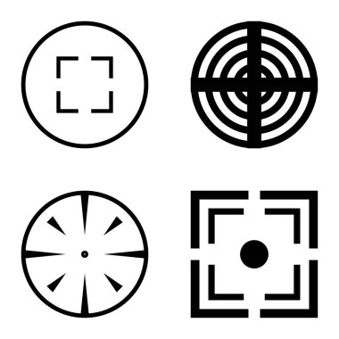 Crosshairs2 Düz Simge Seti Beyaz Arkaplanda İzole Edildi