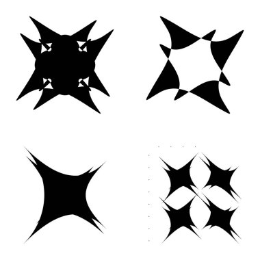 Soyut _ 4star Düz Simge Seti Beyaz Arkaplanda İzole Edildi