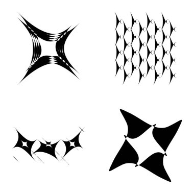 Soyut _ 4star Düz Simge Seti Beyaz Arkaplanda İzole Edildi