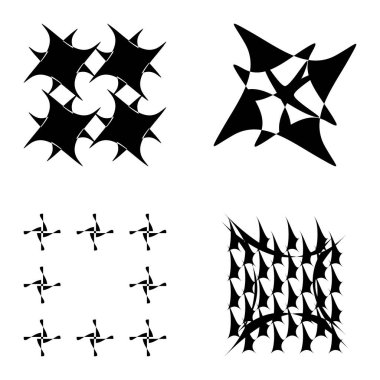 Soyut _ 4star Düz Simge Seti Beyaz Arkaplanda İzole Edildi