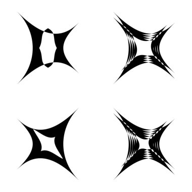 Soyut _ 4star Düz Simge Seti Beyaz Arkaplanda İzole Edildi