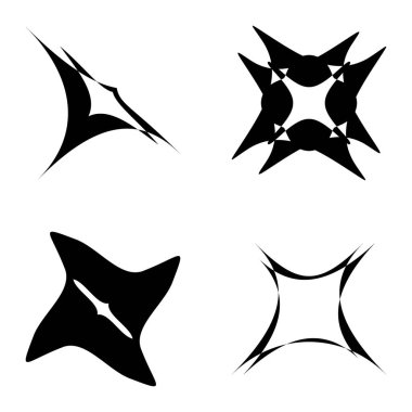 Soyut _ 4star Düz Simge Seti Beyaz Arkaplanda İzole Edildi