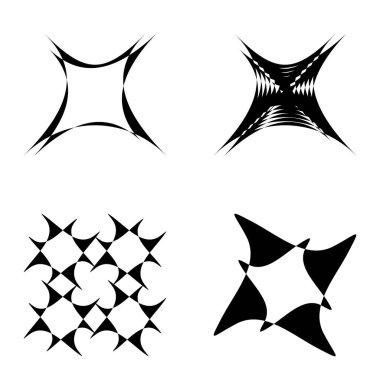 Soyut _ 4star Düz Simge Seti Beyaz Arkaplanda İzole Edildi