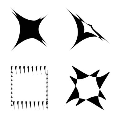 Soyut _ 4star Düz Simge Seti Beyaz Arkaplanda İzole Edildi