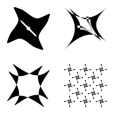 Soyut _ 4star Düz Simge Seti Beyaz Arkaplanda İzole Edildi