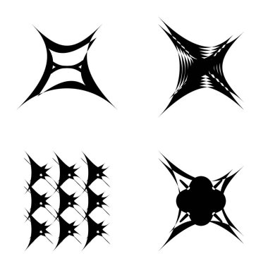 Soyut _ 4star Düz Simge Seti Beyaz Arkaplanda İzole Edildi