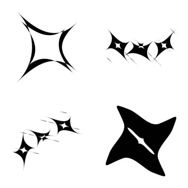 Soyut _ 4star Düz Simge Seti Beyaz Arkaplanda İzole Edildi