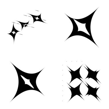 Soyut _ 4star Düz Simge Seti Beyaz Arkaplanda İzole Edildi