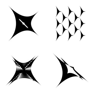 Soyut _ 4star Düz Simge Seti Beyaz Arkaplanda İzole Edildi