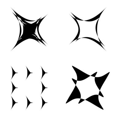 Soyut _ 4star Düz Simge Seti Beyaz Arkaplanda İzole Edildi