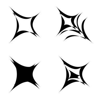 Soyut _ 4star Düz Simge Seti Beyaz Arkaplanda İzole Edildi