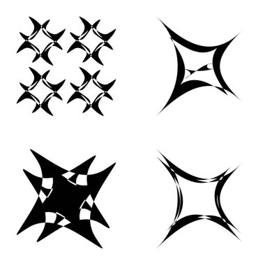 Soyut _ 4star Düz Simge Seti Beyaz Arkaplanda İzole Edildi