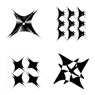 Soyut _ 4star Düz Simge Seti Beyaz Arkaplanda İzole Edildi