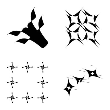 Soyut _ 4star Düz Simge Seti Beyaz Arkaplanda İzole Edildi