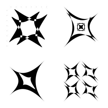 Soyut _ 4star Düz Simge Seti Beyaz Arkaplanda İzole Edildi