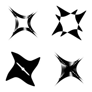 Soyut _ 4star Düz Simge Seti Beyaz Arkaplanda İzole Edildi