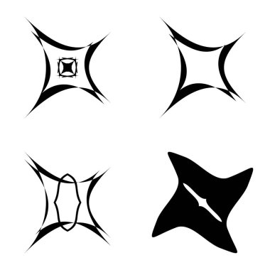 Soyut _ 4star Düz Simge Seti Beyaz Arkaplanda İzole Edildi