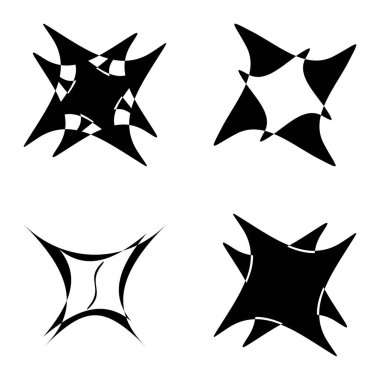 Soyut _ 4star Düz Simge Seti Beyaz Arkaplanda İzole Edildi