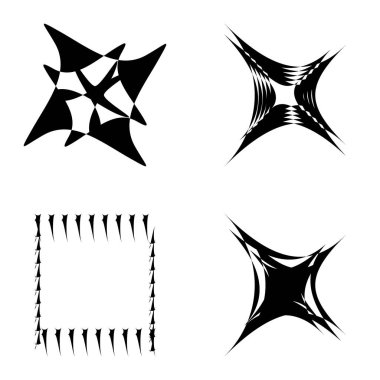 Soyut _ 4star Düz Simge Seti Beyaz Arkaplanda İzole Edildi