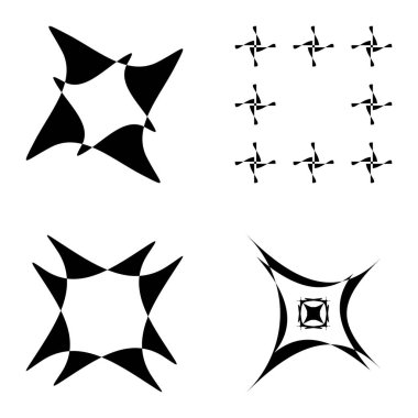 Soyut _ 4star Düz Simge Seti Beyaz Arkaplanda İzole Edildi