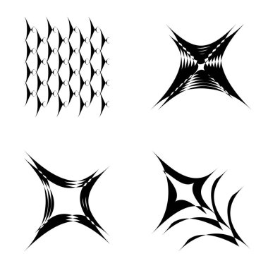 Soyut _ 4star Düz Simge Seti Beyaz Arkaplanda İzole Edildi