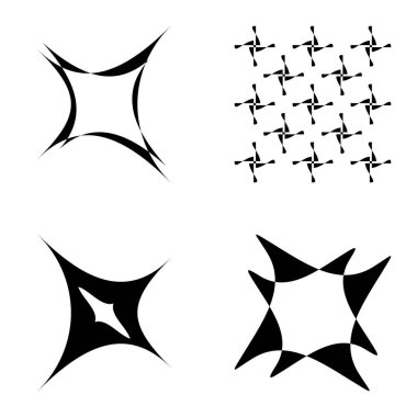 Soyut _ 4star Düz Simge Seti Beyaz Arkaplanda İzole Edildi