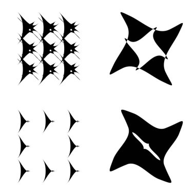 Soyut _ 4star Düz Simge Seti Beyaz Arkaplanda İzole Edildi